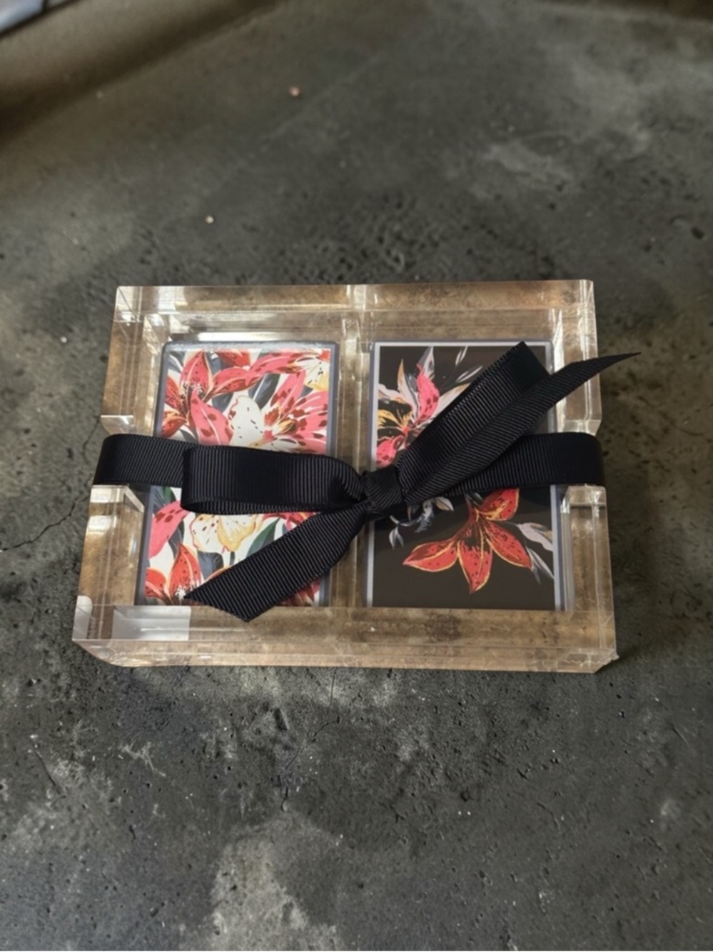 Chico’s Floral Playing Cards in Acrylic Case
